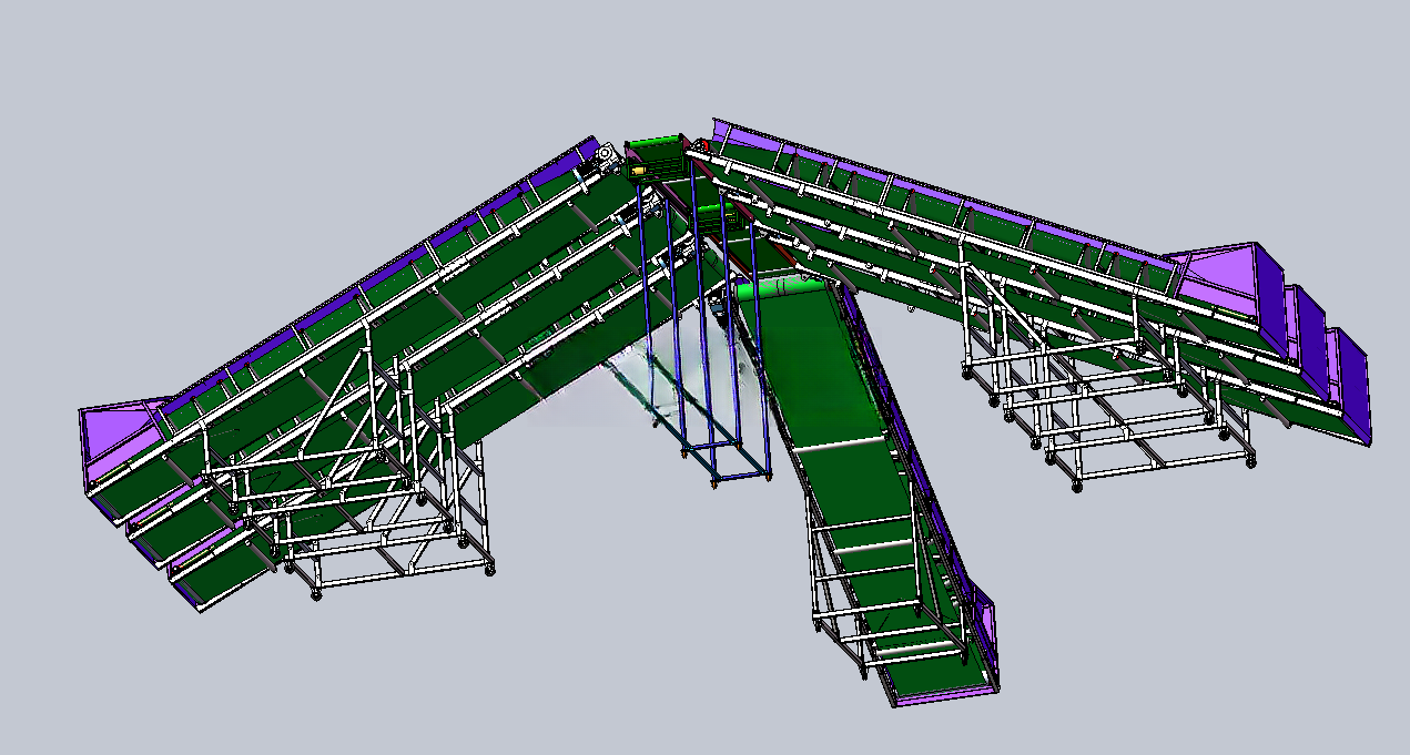 Double-layer telescopic slope sorting belt line | manyCAD